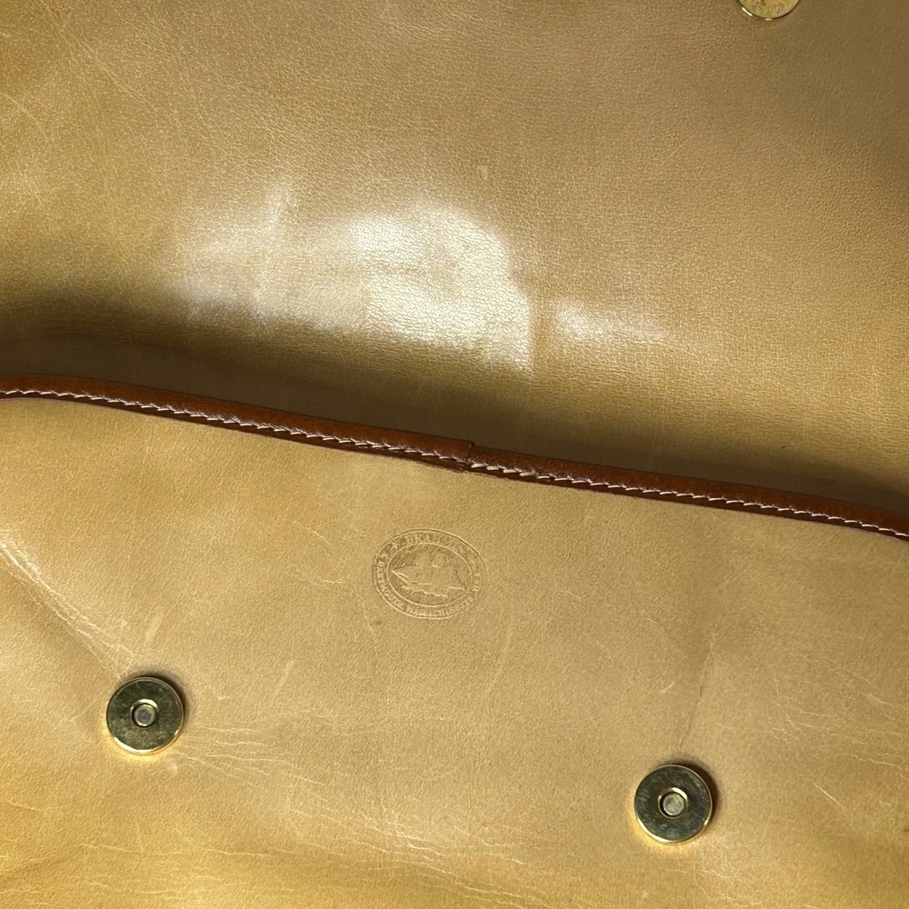 Vintage Brahmin Crossbody Bag Clutch Made in USA Tan Brown Croc Embossed Leather - Picture 8 of 16